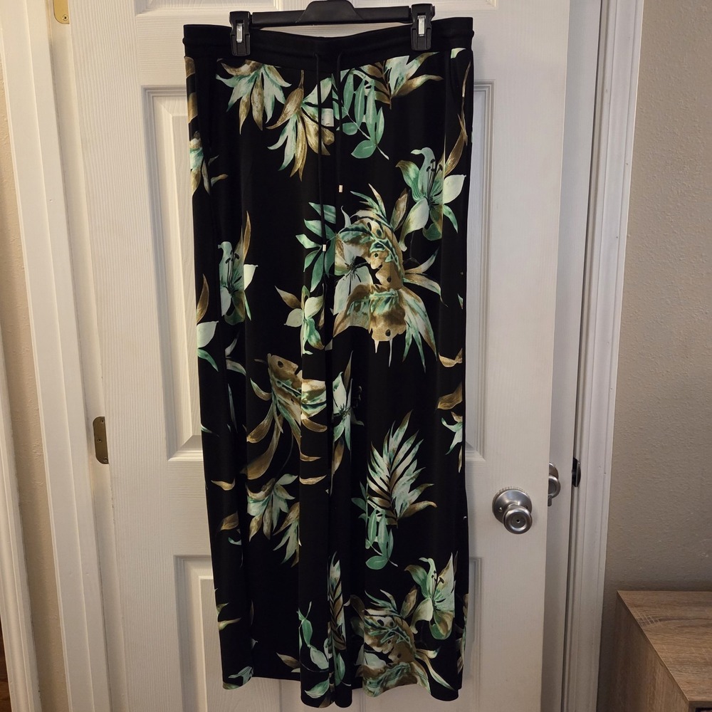 Ralph Lauren sz L tropical floral resort‎ wear wide leg palazzo pants vacation